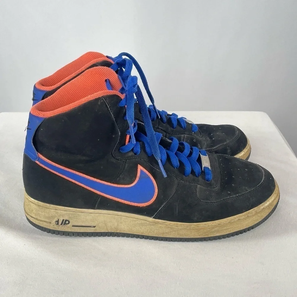 Nike Air Force 1 High Sneaker in Black/Game Royal-Bright Mango Size 11‎